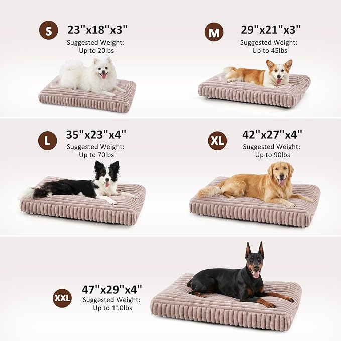 XL Dog Bed, Flat Pet Beds with Removable Washable Cover, Pet Mat Cute Dog Crate Bed Thick Shredded Chopped Crate Foam & Anti Slip Bottom for Indoor - Image 5