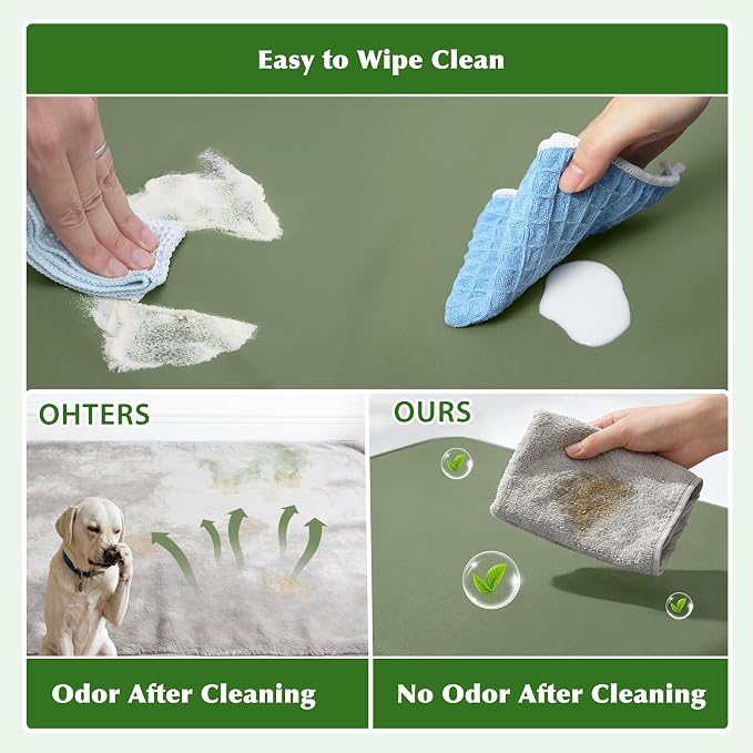 Vonabem Outdoor Dog Bed Waterproof Washable, XXL Crate Pad 48 Inch, Wipeable Leather Pet Beds with Removable Cover Reversible, Durable Anti-Slip Kennel Pads 47"x29" Green - Image 3