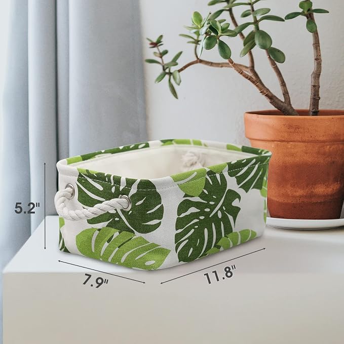 Storage Cubes, Storage Bins Baskets for Organizing 6 Pack for Organizing Toys, Clothes, Closet Baskets with Rope Handles for Nursery Home(White and Green,12"L×8"W×5"H) - Image 2