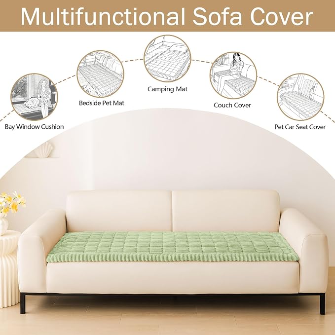 hyha Couch Cover for Dogs, Washable Non Slip Plush Flannel Sofa Protector | Thick Flannel, Silicone Anti-Slip Backing, Pet Hair & Scratch Protection, Fits Sofa & Loveseat (27.6" x 27.6") - Image 3