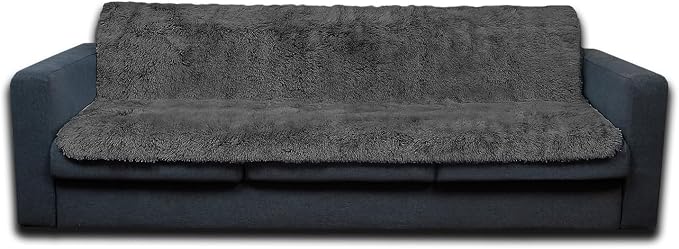 Dogs/Cats Bed Mats, Dog Pad Washable Removable Couch Cover with Anti-Slip Back, Plush Long Fur Mat, Perfect for Small, Medium and Large Dogs.(Dark Gray, 52"x82") by SNUGGLESINTO