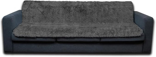 Dogs/Cats Bed Mats, Dog Pad Washable Removable Couch Cover with Anti-Slip Back, Plush Long Fur Mat, Perfect for Small, Medium and Large Dogs.(Dark Gray, 52"x82") by SNUGGLESINTO