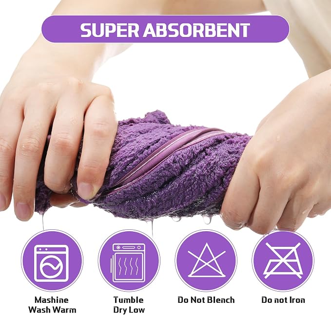 Mixweer 24 Piece Dark Purple Microfiber Absorbent Towel Set: 2 Oversized Bath Sheets, 4 Bath Towels, 6 Hand, 8 Washcloths, 4 Fingertip for Bathroom Spa Gym Camping Beach - Image 3