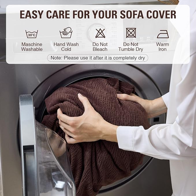 Couch Cushion Covers Loveseat Cover or 2 Seat Sofa Cover Stretch Couch Cover Washable Soft Seat Covers Furniture Protector Sofa Slipcovers for Pets(Brown, Loveseat Cover) - Image 7