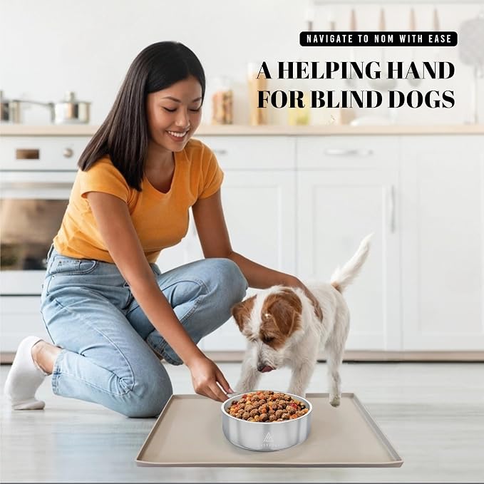 AVERYDAY 100% Waterproof Thicker Silicone Dog Food Mat, 0.63'' Raised Edge Bowl Mat for Food & Water, Non Slip Pet Feeding Placemat for Messy Drinkers, Perfect for Large Medium Small Breeds, 18"x10" - Image 7