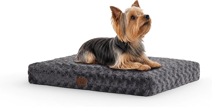 EGOHOME Dog Bed for Small Dogs, Shredded Memory Foam, Washable, Non-Slip | Balanced Support Foam, CertiPUR-US, Removable Washable Cover, Rose Velvet, Dog Crate Bed & Kennel Pad, 23 x 18 Inch, Gray by Unknown