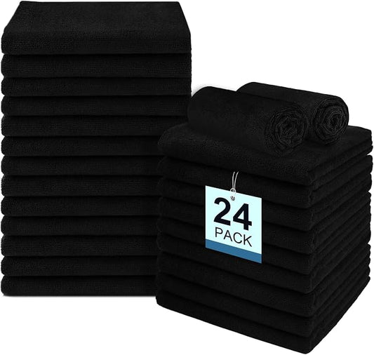 UNIMADE 24 Pack Salon Towels - Highly Absorbent and Quick Drying Hand Towels, Premium Wash Cloths for Bathroom, Gym, Shower, Hotel, and Spa - 16x27 inch (Black) | Quick Drying Premium Wash Cloths for Bathroom, Gym, Shower, Hotel, and Spa - 16x27 inch -... by Unimade