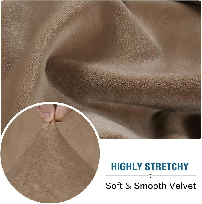 H.VERSAILTEX Velvet Stretch Couch Cushion Cover Plush Cushion Slipcover for Chair Loveseat Sofa Cushion Furniture Protector Seat Cushion Sofa Cover (3 Piece Sofa Cushion Covers, Camel) - Image 5