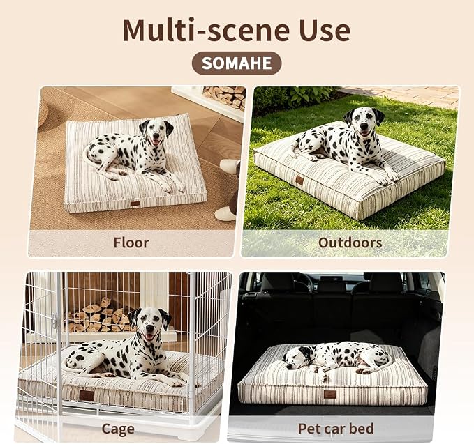 SOMAHE 4 Inch Orthopedic Dog Bed for Crate, 35 x 27 Inch, Coffee Chenille | Washable Removable Cover, Waterproof Inner Liner, Non-Slip Bottom, Orthopedic Dog Crate Mattress for Medium & Large Dogs - Image 8
