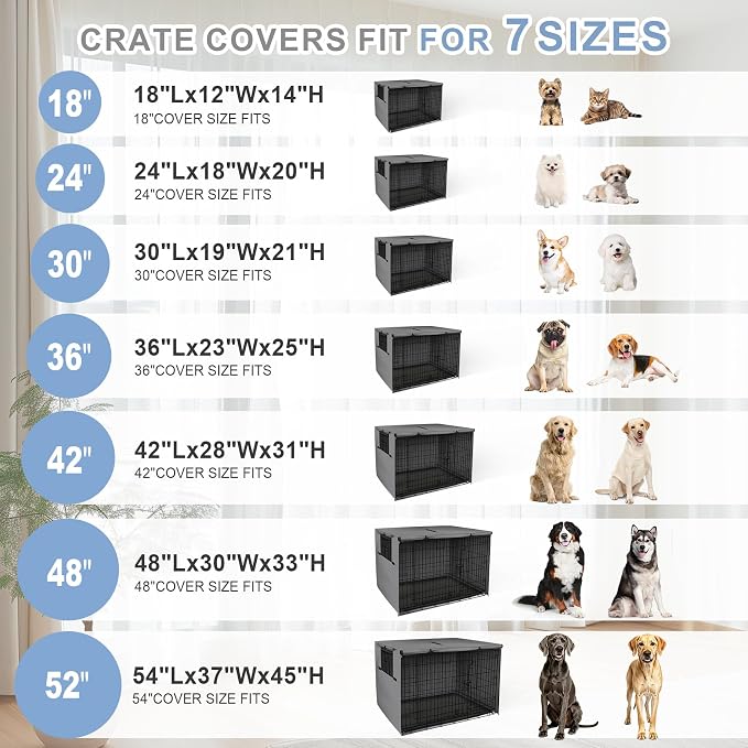Explore Land Dog Crate Cover Heavy Duty Polyester Pet Kennel Sunshade Universal Fit for 30 inches Wire Cage (Grey) - Image 2