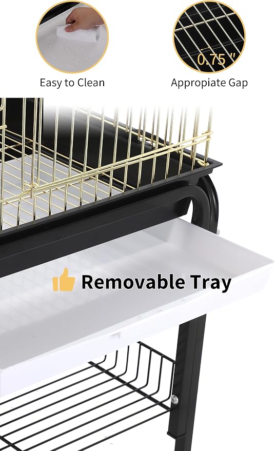 Garvee Bird Cage, 57‘’H Open-Top Durable Bird Cage w/Rolling Stand, Removable Tray, Extra Storage Stand, Brakable Casters,Large Dorr for Access, Indoor& Outdoor Use for Birds | Durable, Extra Storage Stand, Brakable Casters,Large Dorr for Access, Indoo... - Image 4