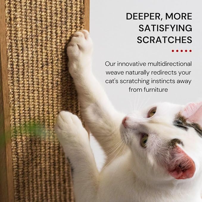 7 Ruby Road Cat Wall Scratcher, Indoor Sisal Scratch Pad Board | Aesthetic Cat Scratcher, Wall-Mount or Floor Use, Solid Rubberwood Frame, Helps Protect Furniture - Image 2
