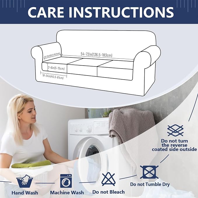 hyha Waterproof Couch Cushion Covers, Anti Slip Sofa Slipcovers for Pets | Waterproof Protection, Thick Jacquard Fabric, Wear Resistant, Anti Slip, Pet Protection (3 Pieces) - Image 6