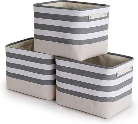 TheWarmHome Extra Large Cube Storage Bins Baskets for Organizing, Sturdy Fabric Storage Basket Cube W/Handles, Decorative Foldable Storage Baskets for Shelves Closet Nursery Toy (3 Pack 16×12×12inch) by TheWarmHome