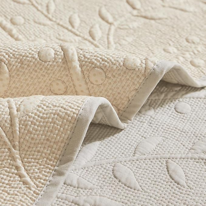 Leaf Floral Cotton Quilted Dog Couch Cover for Sofa Farmhouse Rustic Embroidered Sectional Couch Cover Soft Anti-Slip Sofa Slipcover Furniture Protector for Kids, Pets (Beige,36"x70") - Image 7