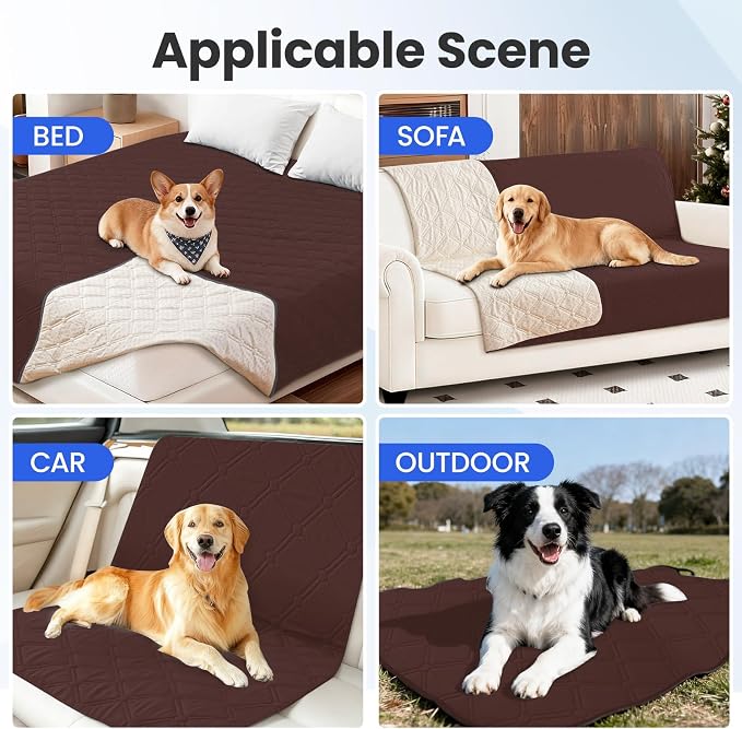 Waterproof Dog Bed Cover, Non-Slip Dog Blanket for Couch, Couch Covers for Dogs Washable, Pet Blanket for Furniture, Pet Bed Mat for Sofa, Car, Pet Supplies (82x82 Inch, Coffee) - Image 5