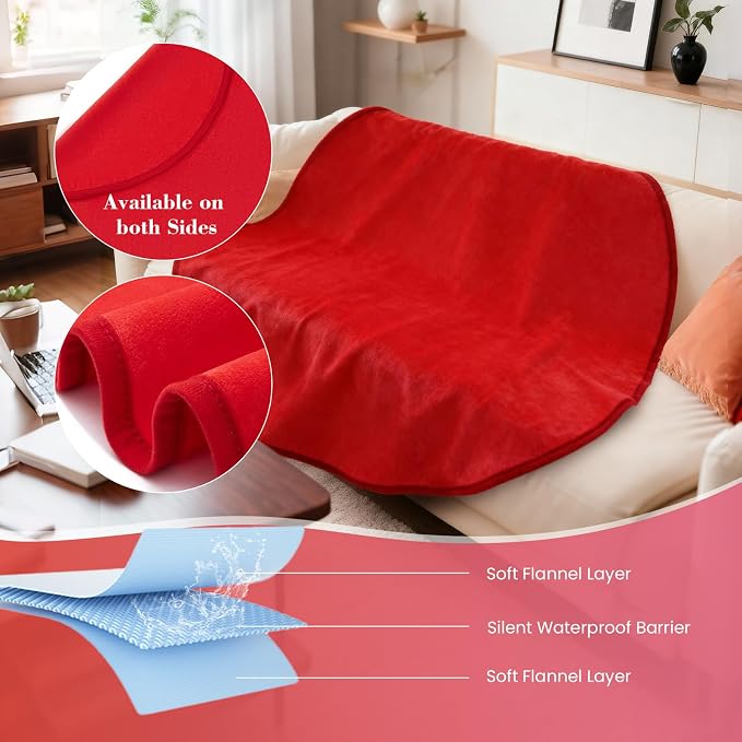 Waterproof Blanket for Bed, Portable Waterproof & Stain-Resistant | Throw with Storage Bag, Washable Bed and Sofa Protector Mat, Travel Friendly, Presents Gifts for Women, Red, 47.2''x47.2'' - Image 4