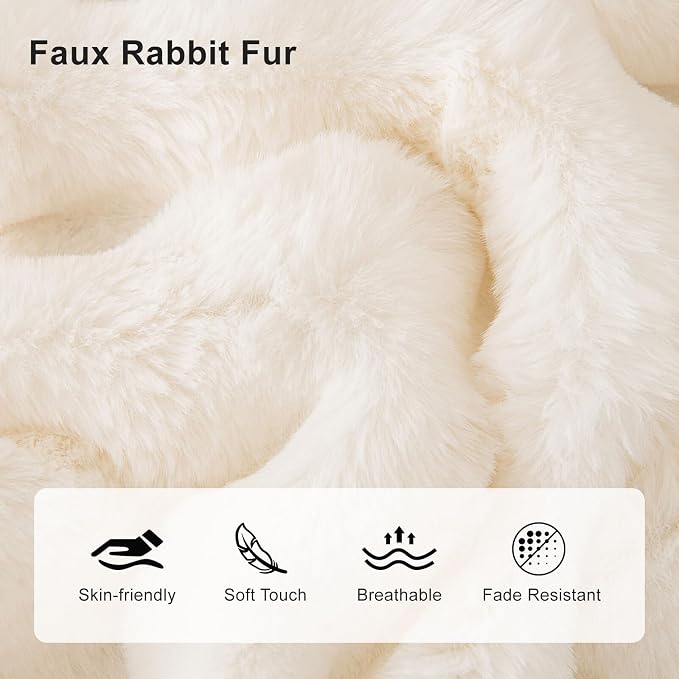 White Faux Rabbit Fur Couch Sofa Cover for 2-3 Seater Couches, XLarge | 1 Piece Fluffy Couch Cover Washable Non-Slip Sofa Slipcover for Dogs Cats Soft Warm Furniture Protector for Home, 71''x134'' - Image 3