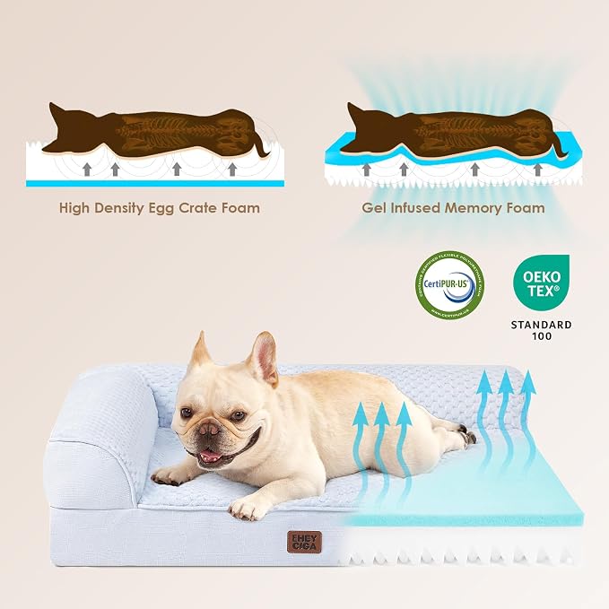 EHEYCIGA Orthopedic Dog Bed Medium Size Dogs, Memory Foam Dog Bed with Washable Removable Cover, Waterproof Pet Sofa Couch for Crate with Nonskid Bottom, 30x20x6, Washblue - Image 4