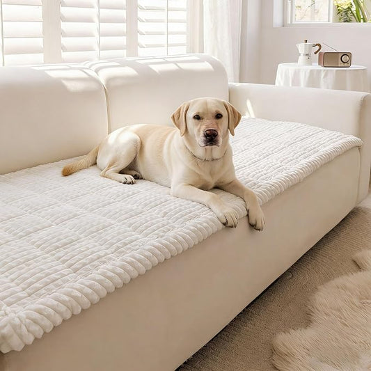 Couch Cover for Dogs Washable, Non-Slip Pet Couch Covers for Sofa, Fuzzy Dog Couch Cover Blanket, Thick, Soft, Plush Couch Cushion Covers for Sofa Protector (White, 23.6" x 47.2"/60 x 120cm) by Disayu
