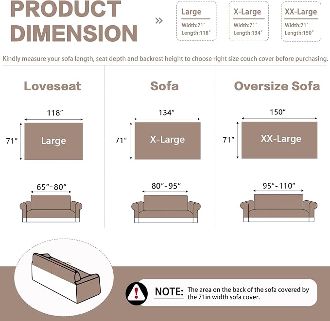 DREAMINGO Modern Chenille Couch Cover Blanket Washable Sofa Covers for 3 Cushion Couch Diamond Weave Textured Furniture Protector for Dogs Soft Coffee Couch Throw Cover, XX-Large 71"x150" - Image 2