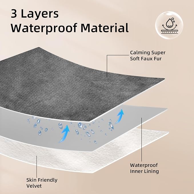 Waterproof Dog Blanket for Couch,Pee Proof Pet Blanket with 3-Layer Protection,Reversible Sherpa & Flannel Furniture Protector for Sofa Bed Car,Gifts for Cat Dog Lovers Christmas,60"x80",Grey - Image 2