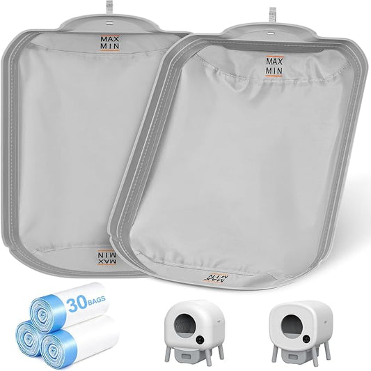 BKNOOU 2 Pack Self Cleaning Litter Box Waterproof Pads with 30 Liners | Litter Box Mat Accessories Compatible with Most Automatic Cat Litter Boxes, Stick-Free, Scratch-Resistant, Easy Install by BKNOOU