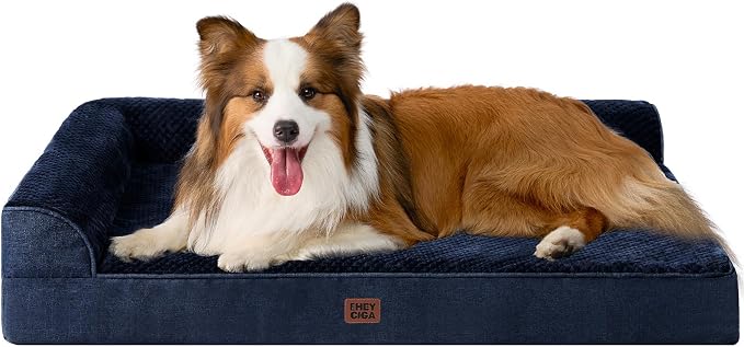 EHEYCIGA XL Dog Bed Memory Foam for Crate, Extra Large Dog Bed Orthopedic with Washable Removable Cover, Waterproof Pet Sofa Couch XLarge Size Dogs, 41x27x6.5, Navy Blue by EHEYCIGA