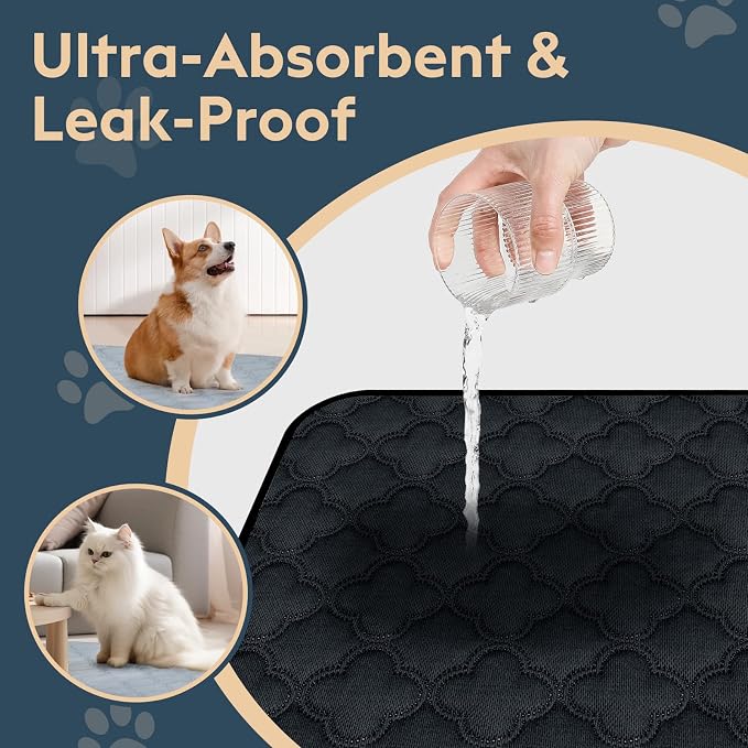FunFurry Washable Pee Pads for Dogs - 1 Pack Reusable Pee Pads，Waterproof Puppy Pads，Pet Training Pads，Super Absorbent with Dog Paw Shape Non-Slip Backing (Dark Grey, 72" X 72" - 1 Pack) - Image 3