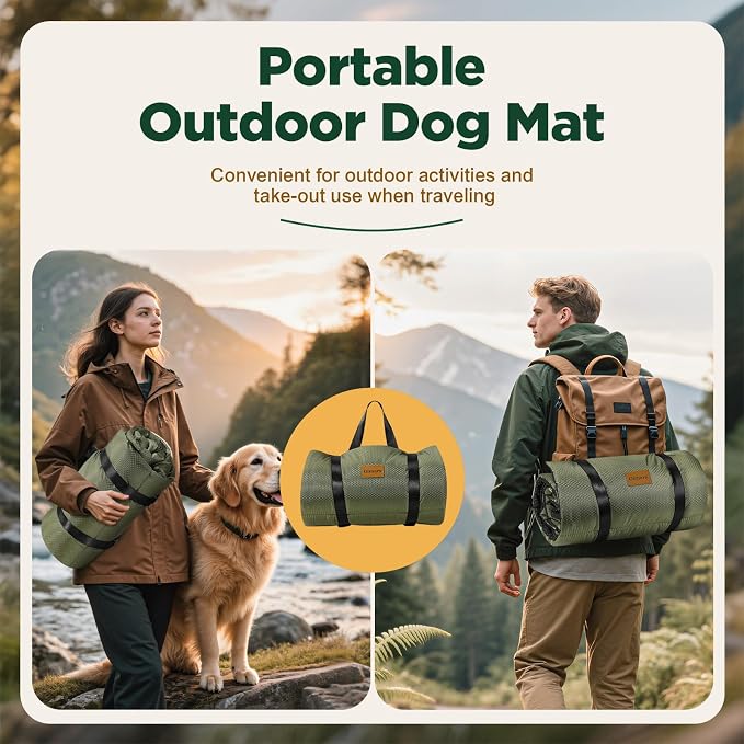 Gimars Upgraded Thickened Travel Dog Bed with Waterproof Film, Easy to Roll Up with Buckle, Large Outdoor Pet Bed for Medium & Large Dog, Portable, Washable Bed Mat for Camping,Traveling - Image 2