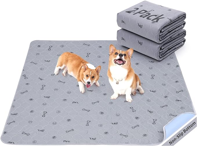 Washable Puppy Pads 2Pack , 41x41 Reusable Pee Pads for Dogs, Absorbent Whelping Pads with Bone Print, Waterproof Dog Rug Non-Slip Protector for Housbreaking,Potty Training,Bed Couch Carpet by PICKFORLIFE
