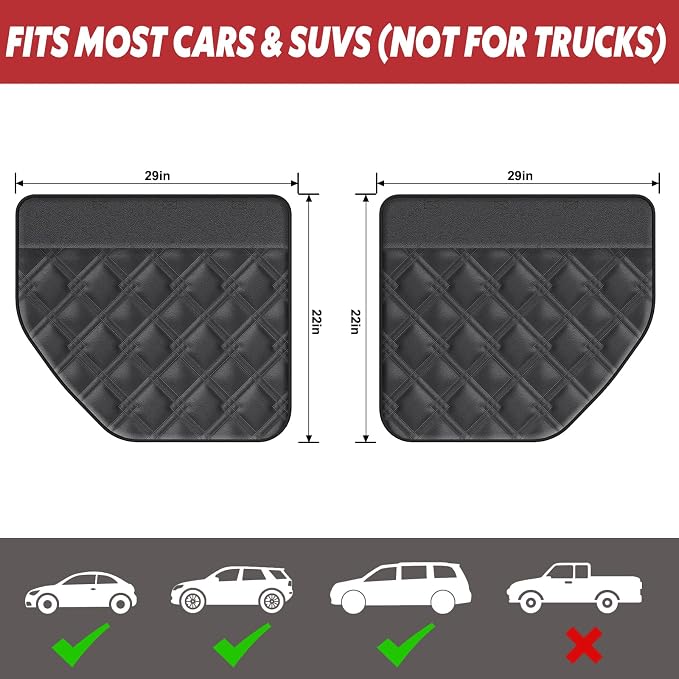 Surfcabin Dog Car Door Protector: 20% Larger Design for Sedans & Small SUVs | Thickened PU Material Waterproof Fabric, 2 Packs Full Door Panel Covers, Protects Doors from Dog Scratching - Image 5