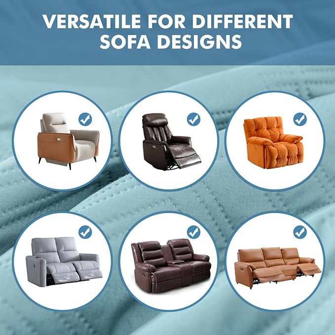 Genina 100% Waterproof Recliner Chair Covers, Anti-Slip Recliner Cover Dog Chair Cover Furniture Protector, Chair Sofa Slipcover for Pets Dogs, 1 Piece (Sky Blue, Recliner) - Image 6