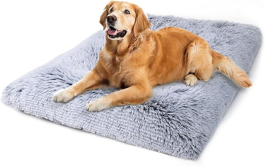 Vonabem Dog Bed, Extra Large, Plush Soft Pet Beds for XL Dogs, Crate Pad, Washable, 41L x 27W x 2H Inches, 100 lbs Capacity, Grey | Machine washable, Anti-Slip Bottom, Kennel Pad 41*27", Ultra Soft Cozy, Easy to Care by Loveforfurrykids