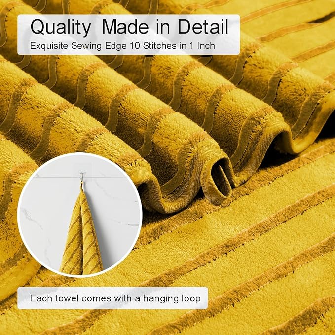 Mistyrose Bath Towels,4 Pack Turmeric 35"x70" Large Bath Towels Microfiber Absorbent XL Bath Sheets Super Soft Towels for Bathroom Quick Dry Oversized Shower Towels for Family Hotel Spa Gym - Image 4