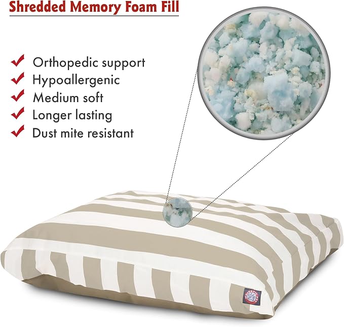 Majestic Pet Shredded Memory Foam Dog Bed Medium with Removable Washable Cover – Rectangle Orthopedic Dog Bed–Durable Dog Crate Bed-Flat Dog Bed for Senior Dogs - (35x29) M - Villa - Vintage - Image 2