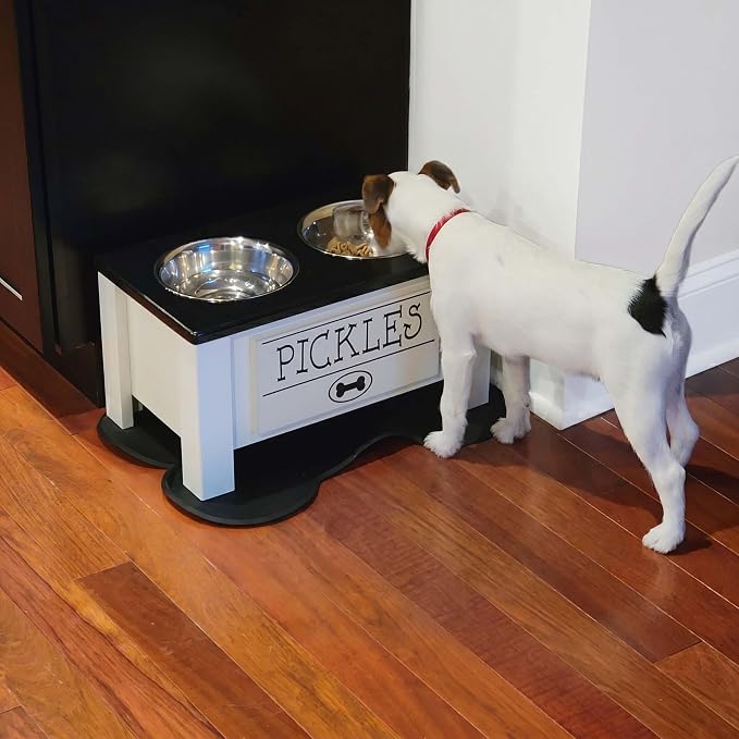 Elevated Dog Bowls, Personalized Raised Dog Bowl Stand for Medium Dogs | Farmhouse Style, Elevated Wood Stand, Storage Container, Stainless Steel Bowls, Raised Anti-Slip Feeder, Made in USA - Image 4