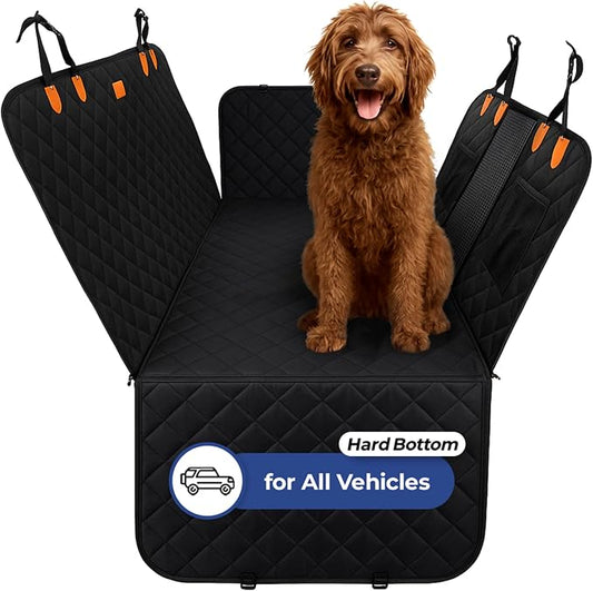 Ruff & Stuff Dog Car Seat Hard Bottom Cover for Back Seat Up to 170lbs | for All Vehicles | Waterproof Scratch-Resistant (Black) by Unknown