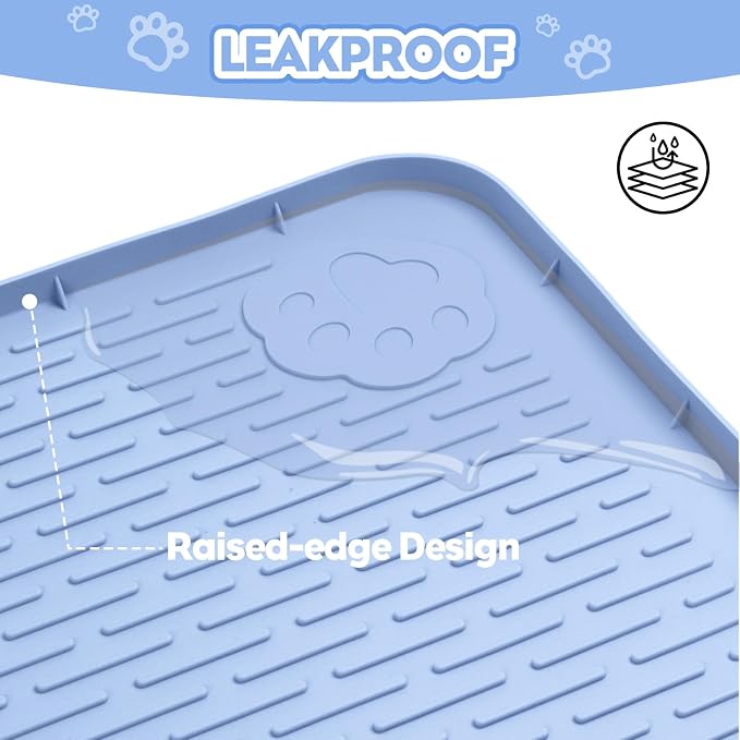 Silicone Cat Litter Mat for Litter Box 40”x28” Large Cat Mat, Blue | Waterproof, Non-Slip, Leak-Proof Rug Mat with Lip, Easy to Clean, Extra Large Litter Catcher Mat for Floor - Image 7