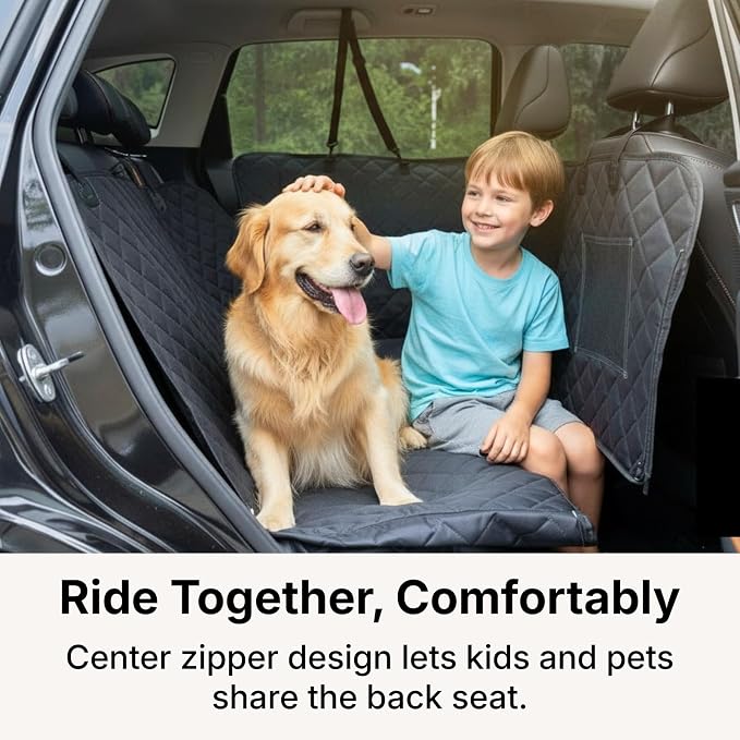 Waterproof Dog Car Hammock for Back Seat with Door Protection, Black | Odorless Material, Soft-Padded, Fits for SUVs & Sedans - Image 6