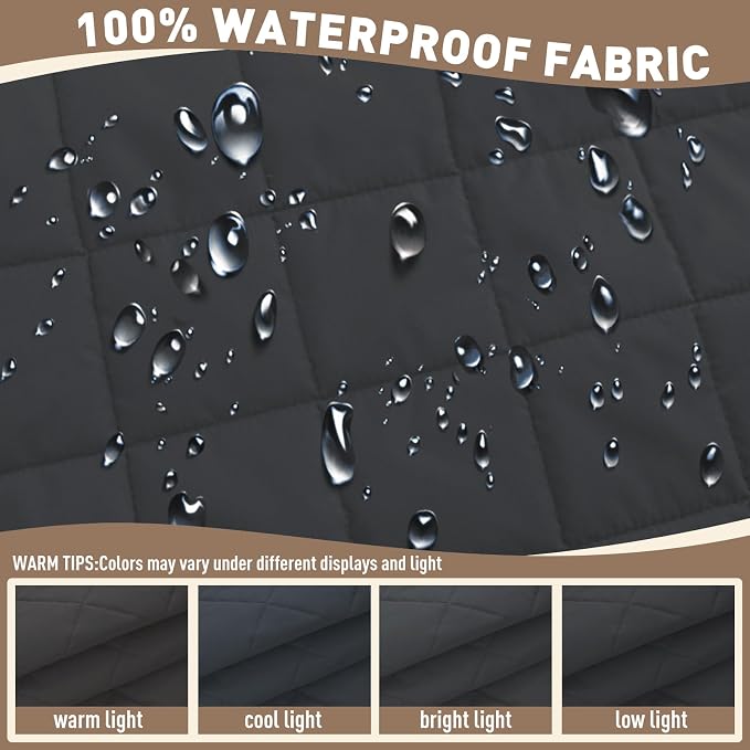 MAXIJIN Waterproof Couch Cover for Pets Dogs Washable, Quilted Sofa Seat Covers Washable for 3 Cushion Couch, Non-Slip Slipcover Furniture Protector with Side Pockets (Sofa, Black) - Image 3