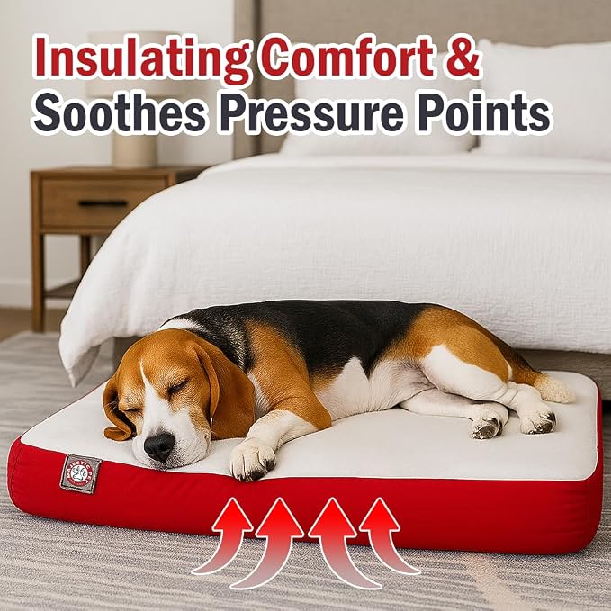 Majestic Pet 34x24x3 Inch Red Orthopedic Memory Foam Rectangle Dog Bed – Medium Size Crate Dog Bed for Dogs with Joint Pain, Arthritis – Durable Pet Mattress with Egg Crate Foam, Washable Cover - Image 3