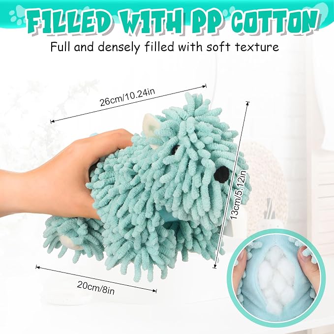 Tegeme 1 Pcs Chenille Dog Hand Towel Fuzzy Towel Absorbent Microfiber Soft for Bathroom Kitchen Washstand (Green,Standing Dog) - Image 3