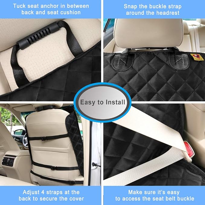 Bark Lover Deluxe Dog Seat Cover for Front Seat-More Durable Spill-Resistant Front Seat Protector, High Heat Resistant and Nonslip Front Seat Cover for Dogs Kids, Universal Size (Black,1 Pack) - Image 4