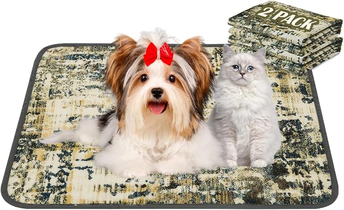 Qeils Washable Pee Pads for Dogs, Reusable Puppy Pads 18"x 24" 2 Pack | Leak-Proof, Super Absorbent Potty Training Pads With Non-Slip Backing For Crates, Floor, Playpen, Whelping & Furniture by Qeils