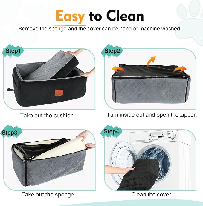 Dog Car Seat for Large Medium Dogs,Washable Pet CarSeat Under 55 lbs or 2 Small Dogs,Dog Booster Seat Travel Bed with Thick Cushion,2 Safety Leashes - Image 5