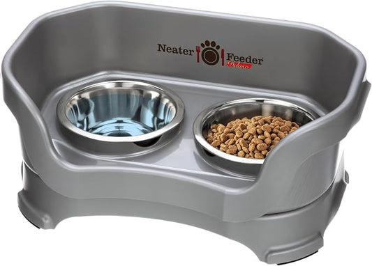 Neater Pet Brands Neater Feeder Deluxe Mess Proof Cat Bowls Elevated, Made in USA, No Spill Raised Bowls for Indoor Cats, Stainless Steel Food and Water Bowl Set, Pet Dish Feeding Station, Gunmetal by NeaterPetBrands