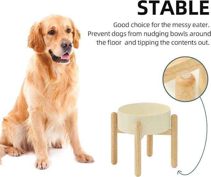 Havniva Elevated Dog Bowls Ceramic Dog Bowls with Stand, Dog Food Bowl | 8.3” Raised Dog Bowls with Non-Slip Wood Stand, Dog Food and Water Bowl Set, Dog Feeding Bowls for Large Dogs - Image 6