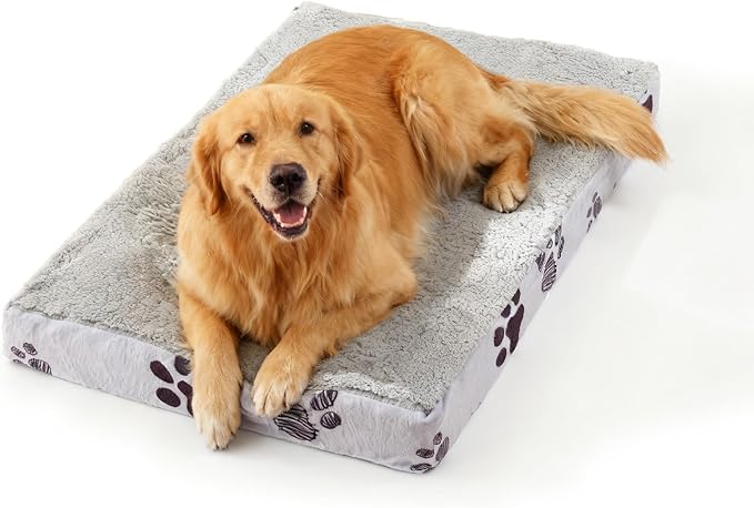 35"x22" Orthopedic Dog Bed for Crate Sherpa Pet Bed, Light Grey | Egg Crate Support, Waterproof Dog Bed, Machine Washable Removable Cover, Soft Sherpa Dog Crate Bed, Anti Slip Bottom by CAPTSNOOZE