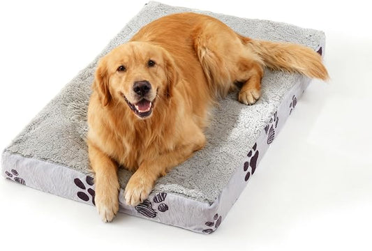 35"x22" Orthopedic Dog Bed for Crate Sherpa Pet Bed, Light Grey | Egg Crate Support, Waterproof Dog Bed, Machine Washable Removable Cover, Soft Sherpa Dog Crate Bed, Anti Slip Bottom by CAPTSNOOZE